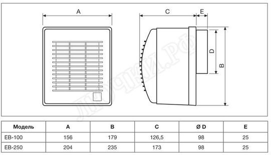 Вытяжной вентилятор EB 100N S Вытяжной вентилятор EB 100N S